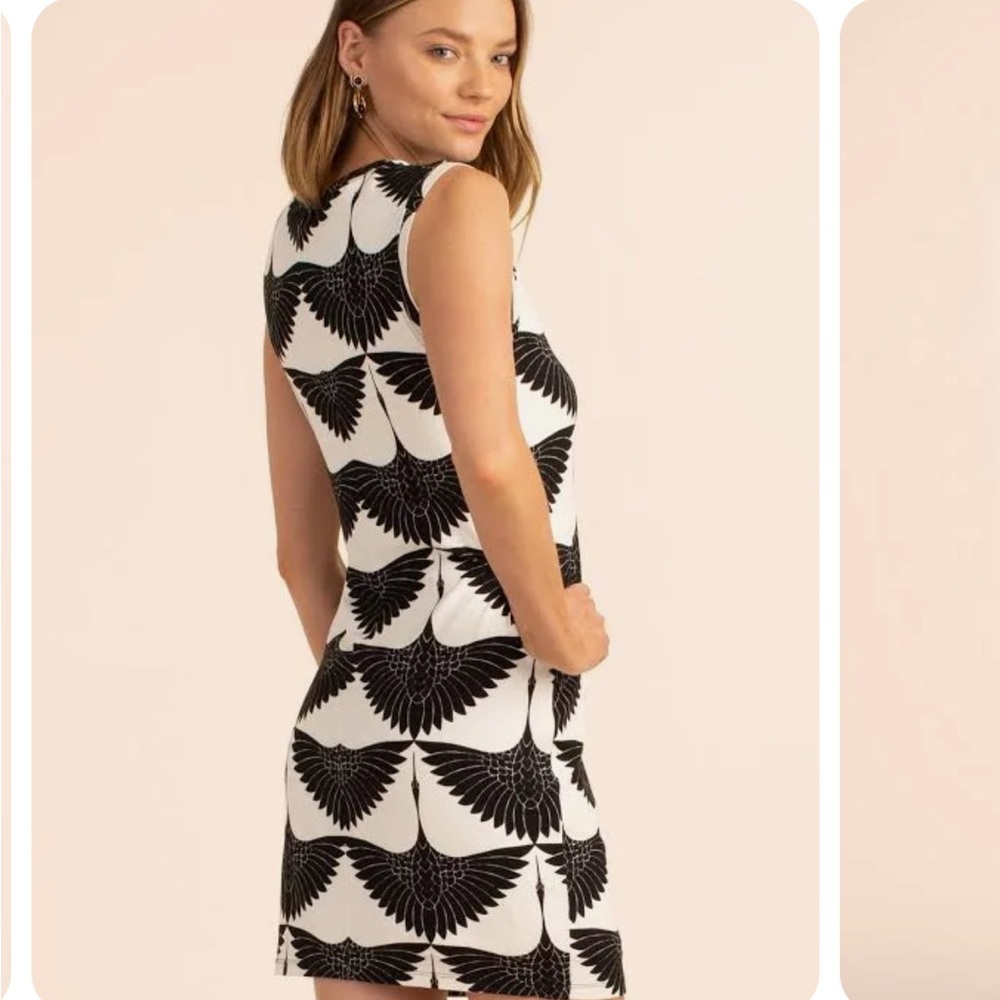 Trina Turk Black and White Bird Print Mini Dress - Picture 2 of 6